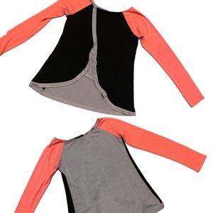 Hail3y:23 Color Block Pink Black Gray Open Slit Back Flowy Sweater Size Small